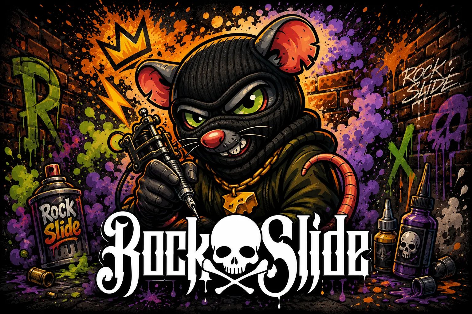 Tatuador Rock Slide em ambiente urbano